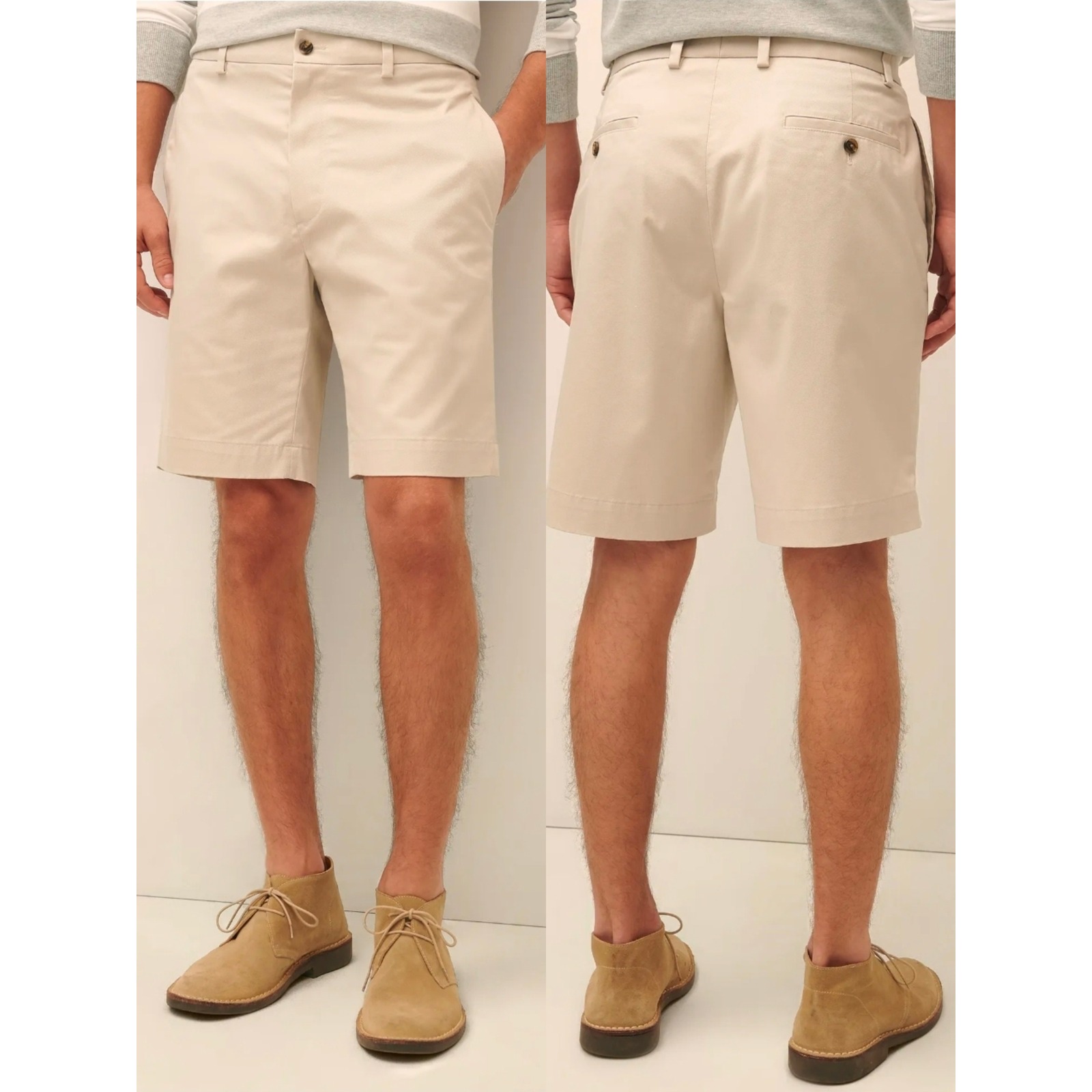 Brooks Brothers Advantage Chino Stretch Shorts Khaki W36 Men's Flat Front